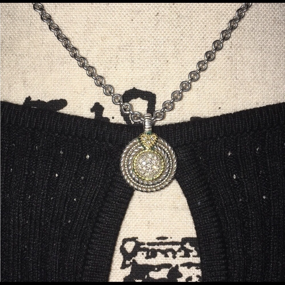 Judith Ripka Round Pave Diamond Pendant Necklace